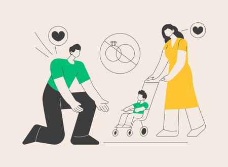 Unmarried parents abstract concept vector illustration.のイラスト素材