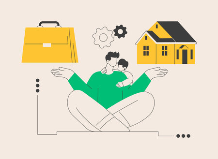 Balancing work and family abstract concept vector illustration.のイラスト素材