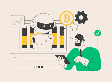 Crypto trading bot abstract concept vector illustration.のイラスト素材
