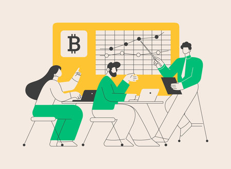 Cryptocurrency trading courses abstract concept vector illustration.のイラスト素材
