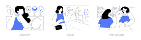 Buying accessories isolated cartoon vector illustrations seのイラスト素材