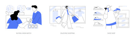 Enjoying shopping isolated cartoon vector illustrations seのイラスト素材