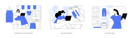 Online shopping isolated cartoon vector illustrations seのイラスト素材