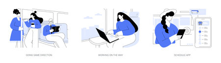 Using public transport isolated cartoon vector illustrations seのイラスト素材