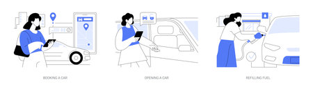 Carsharing isolated cartoon vector illustrations seのイラスト素材