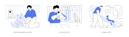 Adopting a pet isolated cartoon vector illustrations seのイラスト素材