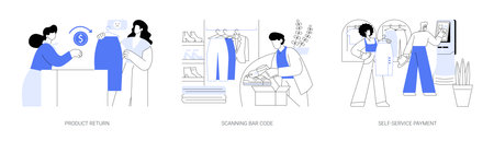At the check-out counter isolated cartoon vector illustrations seのイラスト素材