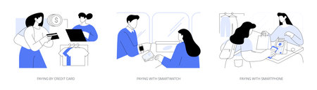 Contactless payment isolated cartoon vector illustrations seのイラスト素材