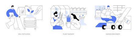 Garden supplies isolated cartoon vector illustrations seのイラスト素材