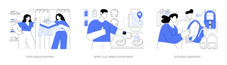 Sports equipment store isolated cartoon vector illustrations seのイラスト素材