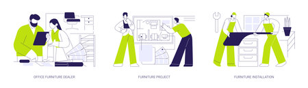 Furniture dealership business abstract concept vector illustrations.のイラスト素材