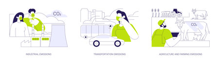 CO2 emissions abstract concept vector illustrations.のイラスト素材
