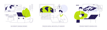 Remote sensing abstract concept vector illustrations.のイラスト素材