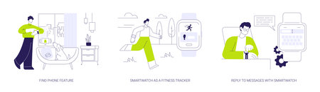 Smartwatch features abstract concept vector illustrations.のイラスト素材