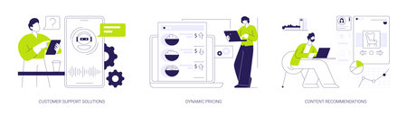 AI marketing solutions abstract concept vector illustrations.のイラスト素材