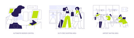 Airport environment abstract concept vector illustrations.のイラスト素材