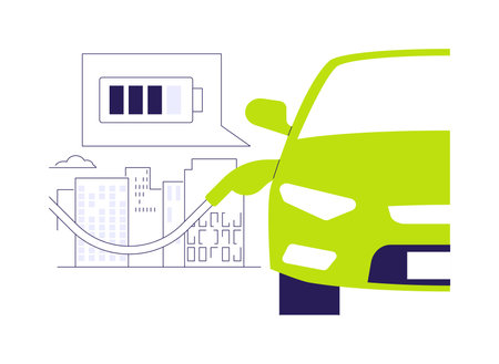Car charging stations abstract concept vector illustration.のイラスト素材