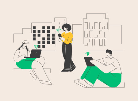 Connected living abstract concept vector illustration.のイラスト素材