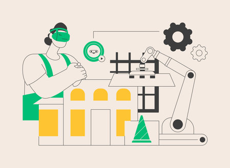 Automated construction equipment abstract concept vector illustration.のイラスト素材