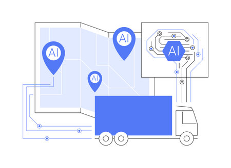 AI-Backed Autonomous Vehicles abstract concept vector illustration.のイラスト素材