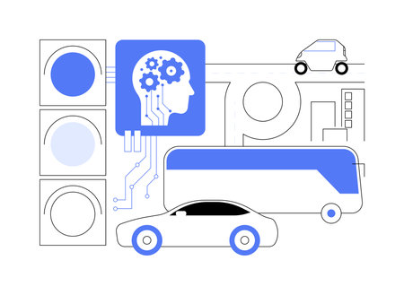 AI-Analyzed Traffic Management abstract concept vector illustration.のイラスト素材