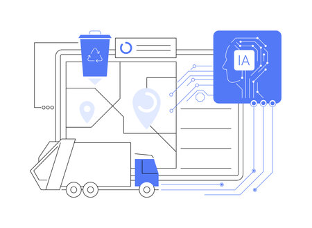 AI-Supported Waste Management abstract concept vector illustration.のイラスト素材