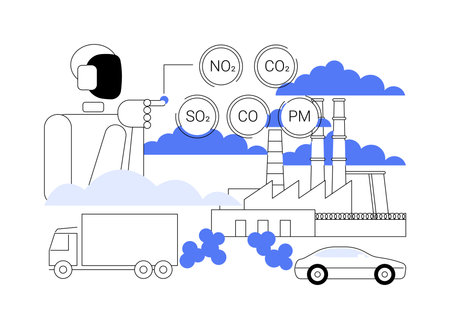 AI-Monitored Pollution Control abstract concept vector illustration.のイラスト素材
