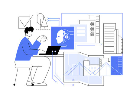 AI-Backed Urban Planning abstract concept vector illustration.のイラスト素材