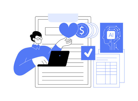 AI-Optimized Grant Application Review abstract concept vector illustration.のイラスト素材