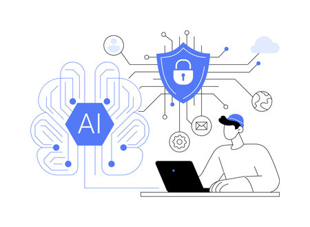AI-Powered Network Security abstract concept vector illustration.のイラスト素材