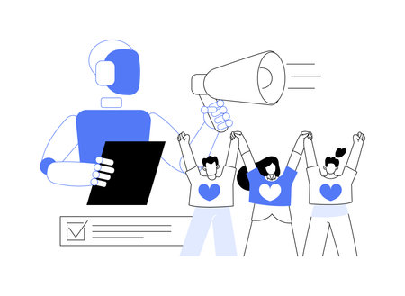 AI-Analyzed Advocacy Campaigns abstract concept vector illustration.のイラスト素材