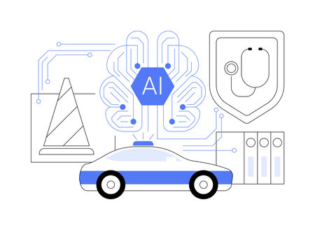 AI-Backed Public Safety abstract concept vector illustration.のイラスト素材