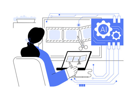 AI-Optimized Video Editing abstract concept vector illustration.のイラスト素材
