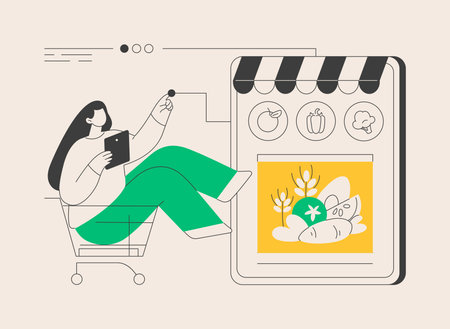 Digital supermarket abstract concept vector illustration.のイラスト素材