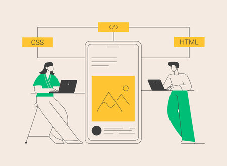 Hybrid mobile app abstract concept vector illustration.のイラスト素材