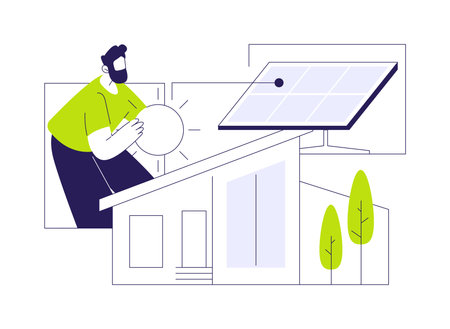 Passive solar architecture abstract concept vector illustration.のイラスト素材