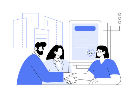 Making a real estate deal isolated cartoon vector illustrations.のイラスト素材