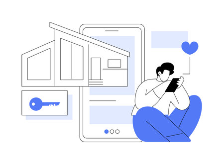 Rental mobile app isolated cartoon vector illustrations.のイラスト素材