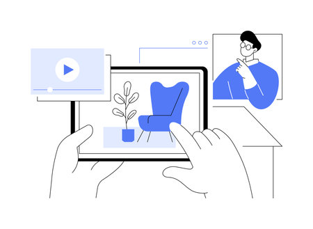 Virtual open house isolated cartoon vector illustrations.のイラスト素材