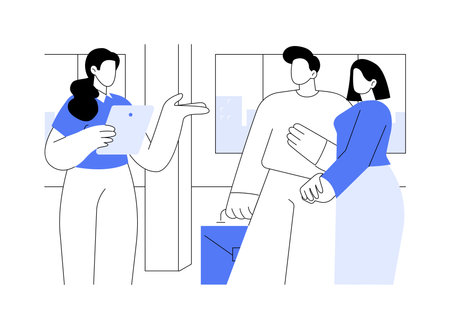 Property tour isolated cartoon vector illustrations.のイラスト素材