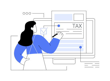 Filling online form isolated cartoon vector illustrations.のイラスト素材