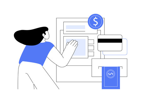 Interactive teller machine isolated cartoon vector illustrations.のイラスト素材