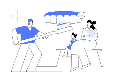 Teaching good dental hygiene abstract concept vector illustration.のイラスト素材