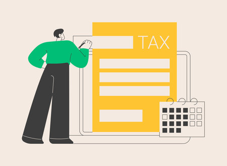 Filing tax return software abstract concept vector illustration.のイラスト素材