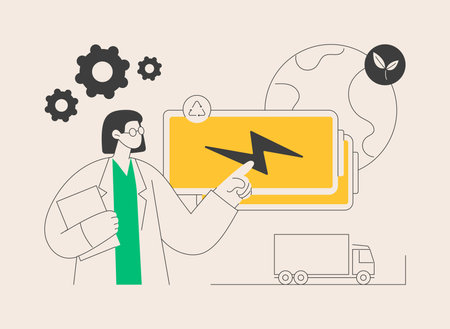 Battery recycling abstract concept vector illustration.のイラスト素材