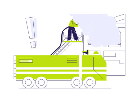 Aerial firefighting ladder abstract concept vector illustration.のイラスト素材