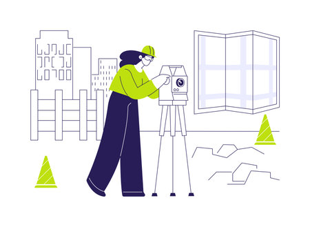 Construction site grading abstract concept vector illustration.のイラスト素材