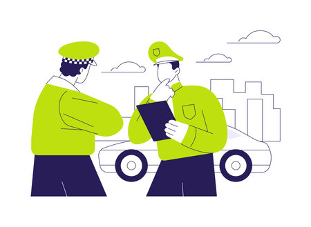 Police patrol car abstract concept vector illustration.のイラスト素材