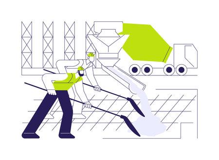 Pouring concrete abstract concept vector illustration.のイラスト素材