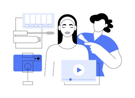 Makeup tutorial isolated cartoon vector illustrations.のイラスト素材